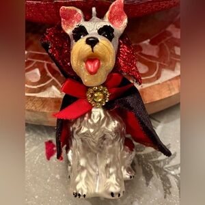 December Diamonds Schnauzer Vampire Blown Glass Ornament